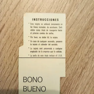Bono Bus Madrid Años 90