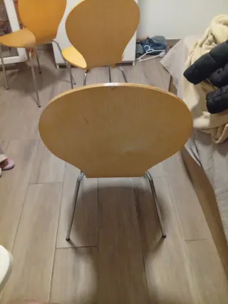 Silla madera patas metal