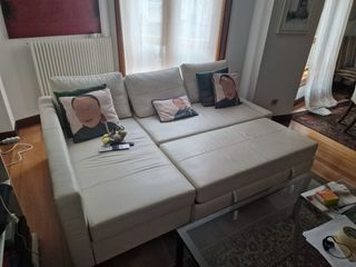 Sofá cama piel sintética blanco