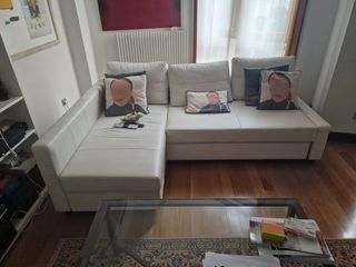 Sofá cama piel sintética blanco