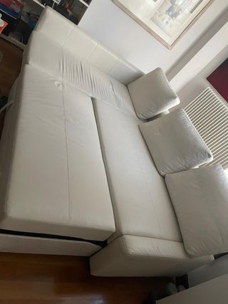 Sofá cama piel sintética blanco