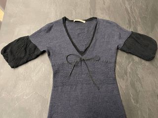 Abito da donna a maniche corte in lana e pizzo