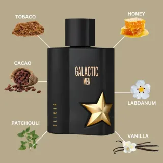Galactic Men Elixir Perfume Negro y Dorado