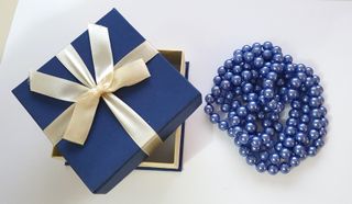 Collana perle vetro di pregio vintage blu ardesia