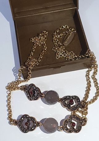 Collana antica strass e pietre amaranto Rosa Pepe