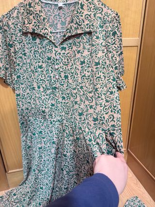 Vestido largo manga corta estampado