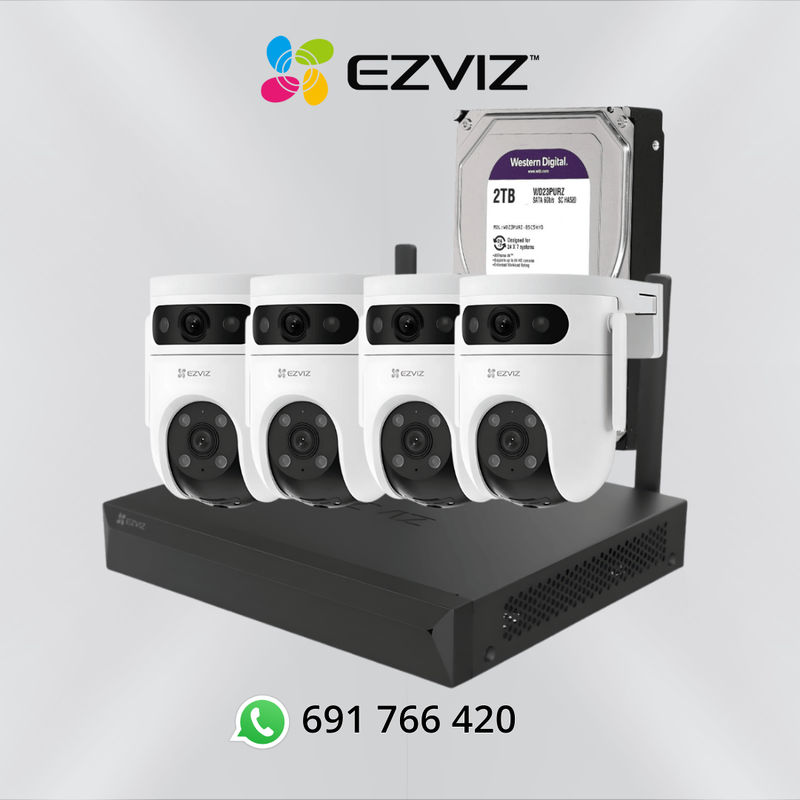 Kit Vigilancia EZVIZ 4 Cámaras WiFi 360 Dual 2K