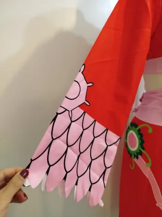 Disfraz kimono rojo y rosa talla única