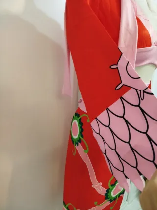 Disfraz kimono rojo y rosa talla única