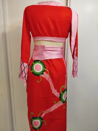 Disfraz kimono rojo y rosa talla única