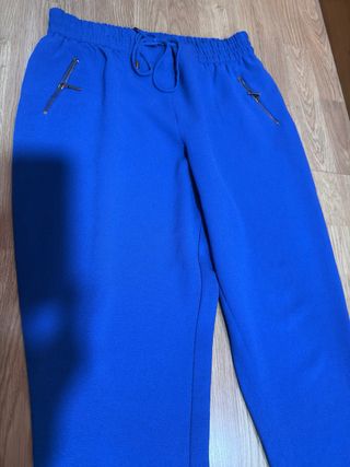 Pantalón azul con cremallera dorada