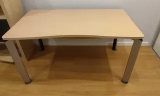 Secretária Madeira e Metal Bege/Prata