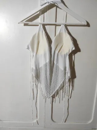 Top Danza Blanco con Pedrería y Flecos