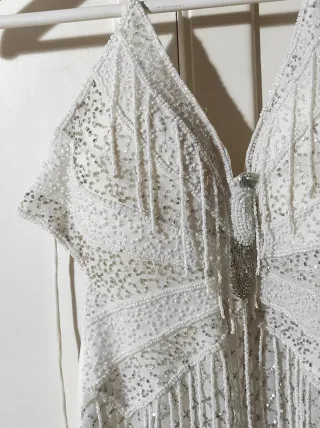 Top Danza Blanco con Pedrería y Flecos