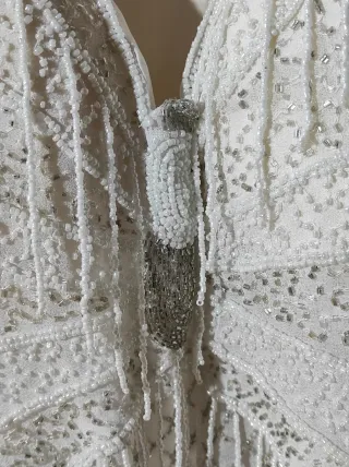 Top Danza Blanco con Pedrería y Flecos