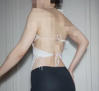 Top Danza Blanco con Pedrería y Flecos