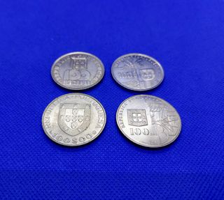 4 moedas 100 Escudos comemorativas personalidades