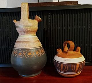 BOTIJOS ARTESANALES DE BARRO DECORADOS DE AÑOS 70'