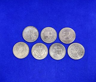 7 moedas comemorativas 100 Escudos cobre/níquel