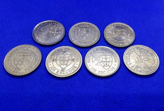 7 moedas comemorativas 100 Escudos cobre/níquel