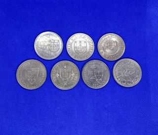 7 moedas comemorativas 100 Escudos cobre/níquel