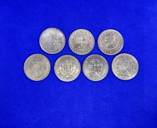 7 moedas comemorativas 100 Escudos cobre/níquel