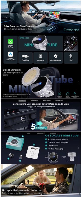 NUEVO! (80€) Ottocast mini tube Wireless CarPlay