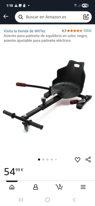 Asiento Smartgyro para patinete hoverboard