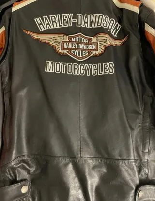 Giacca Harley Davidson Pelle Nera Arancione