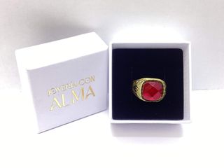 sello oro 18k con piedra con circonita