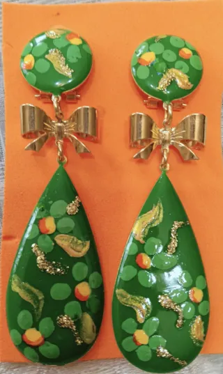 Pendientes flamenca dorados y rojos