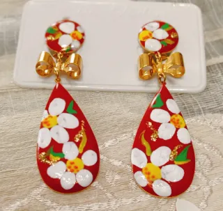 Pendientes flamenca dorados y rojos