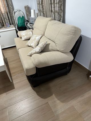 Sofá 3+2 plazas tela y piel