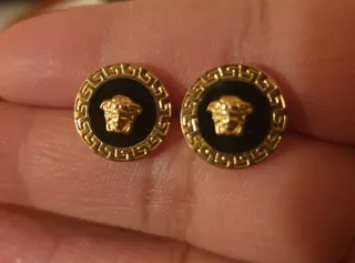 Black Marble Medusa Versacw Earrings