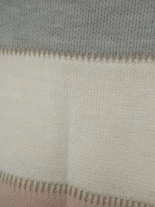 Jersey rayas gris, blanco, rosa y negro, talla L