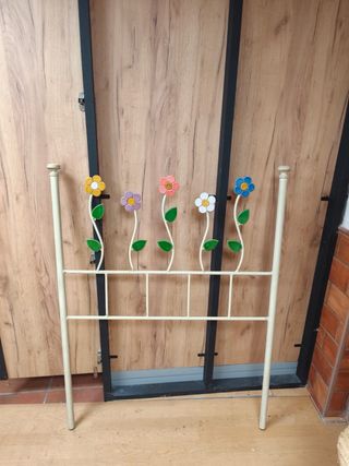Cabecero cama 90 flores metal beige