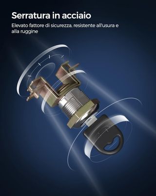 Armario de Garaje a 5 Estantes Con 2 Puertas, Armario de Oficina, 40 X 80 X 180 Cm, 1 Cerradura, Estantes Regulables, Armario de Metal, Negro Mate OMC015B01