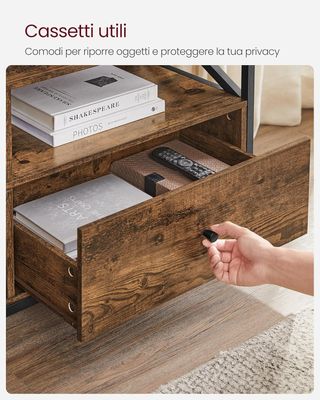 Mueble TV, Mesa Porta TV Hasta 80 Pulgadas, Con 3 Cajones, 3 Compartimentos Abiertos, 178 X 40 X 50 Cm, Sala De Estar, Dormitorio, Estructura De Acero, Marrón Vintage Y Negro LTV302B01