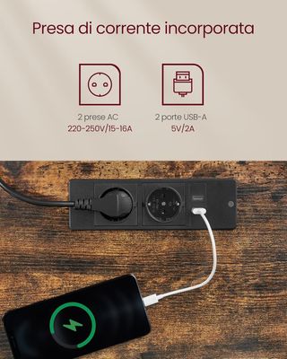 Escritorio Eléctrico Regulable en Altura, Tablero de Mesa 70 X 160 Cm, Regulable de Forma Continua, Función de Memoria con 4 Alturas, Marrón Vintage y Negro Tinta LSD116X01