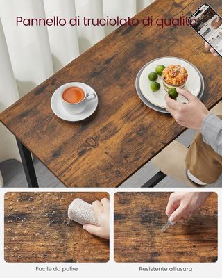 Mesa de Bar Rectangular Estrecha, Mesa de Cocina, Mesa de Comedor, Estructura de Metal, 40 X 120 X 90 Cm, Fácil de Montar, Diseño Industrial, Marrón Vintage y Negro Tinta LBT120B01