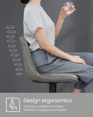 Conjunto De 2 Taburetes De Bar, Sillas De Bar Giratorias Ajustables En Altura, PU Acolchado, Sillas De Cocina Con Respaldo Y Reposapiés, Comedor, Barra, Acero, Gris Tortora LJB095G01