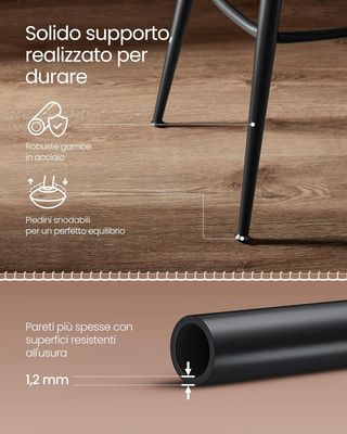 Colección EKHO - Juego de 2 Taburetes de Cocina, Taburetes de Bar Giratorios con Respaldo, Sillas de Cocina, Tapizado con Costura, Moderno de Mediados de Siglo, Altura 76 cm, Marrón Caramelo LBC889K01