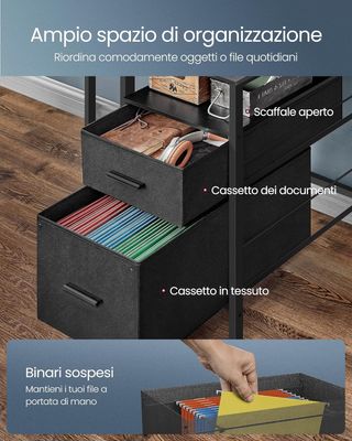 Escritorio para Computadora Con Cajones de Tela, Soporte para Monitor, Luces LED y Tomas de Corriente, 55 X 120 X 90 Cm, 2 Puertos USB-A, Negro Ébano LWD093B01