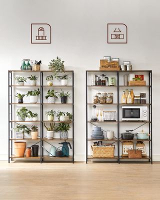 Estantería de 6 Niveles, Estante para Objetos, 30 X 120 X 172,5 Cm, Estilo Industrial, para Sala de Estar, Estudio, Balcón, Cocina, Marrón Vintage y Negro LLS114B01