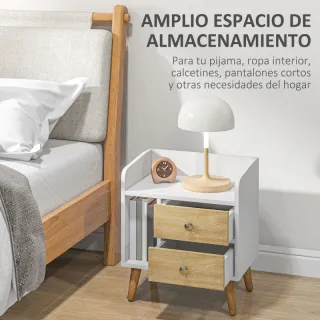 Mesita Noche Nórdica HOMCOM 2 Cajones