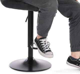 Taburetes de Bar, Set de 2 Taburetes de Cocina con Superficie de Terciopelo, Altura Regulable, Silla de Cocina Giratoria con Respaldo y Reposapiés, Negro LJB014B01