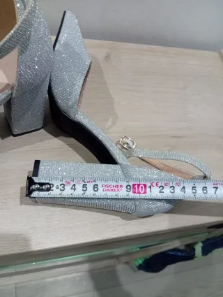 Sandalias tacón lentejuelas talla 36