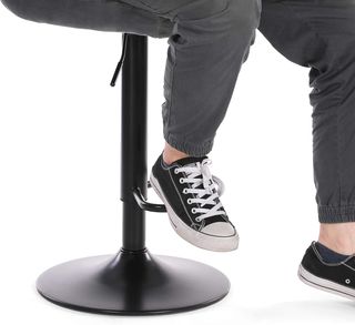 Taburetes de Bar, Set de 2, Taburetes de Cocina con Superficie de Terciopelo, Altura Regulable, Silla de Cocina Giratoria con Respaldo y Reposapiés, Gris Oscuro