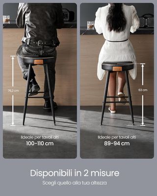 EKHO Colección - Taburetes de Cocina, Set de 4 Taburetes Altos de Bar, Sillas de Cocina, PU con Costura, Moderno de Mediados de Siglo, Altura 63 cm, Fácil de Montar, Negro Tinta LBC280B01