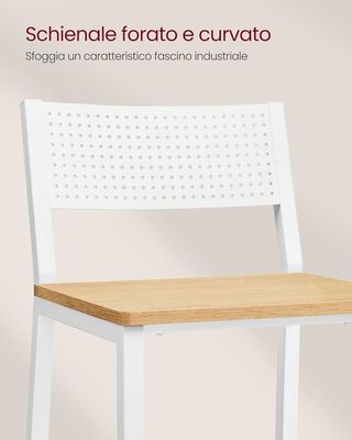 Taburetes de Cocina, Set de 2, Taburetes de Bar, Taburetes Altos para Cocina Comedor Estudio, Estilo Industrial, Roble Beige y Blanco LBC070W09